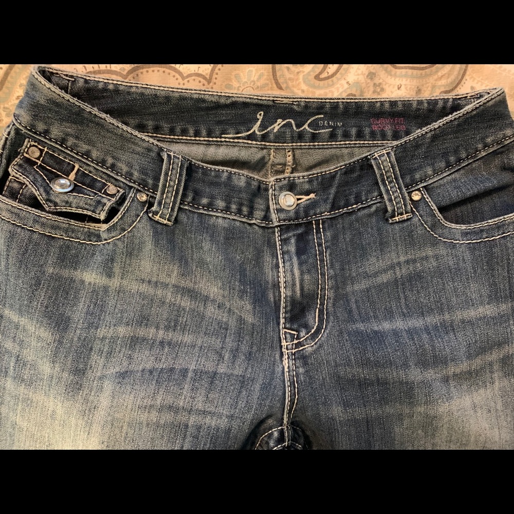 INC denim bootleg jeans
